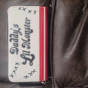 Daddy's Lil monster suicide squad Harley Quinn baseball wallet red cream black